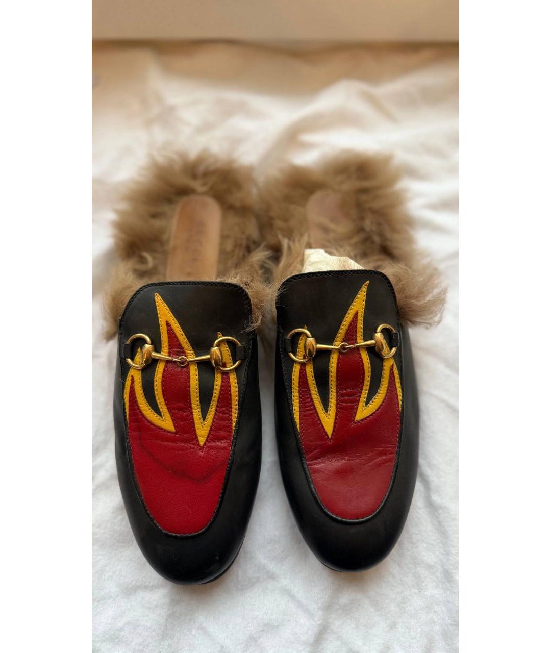 GUCCI Черные кожаные мюли, фото 2