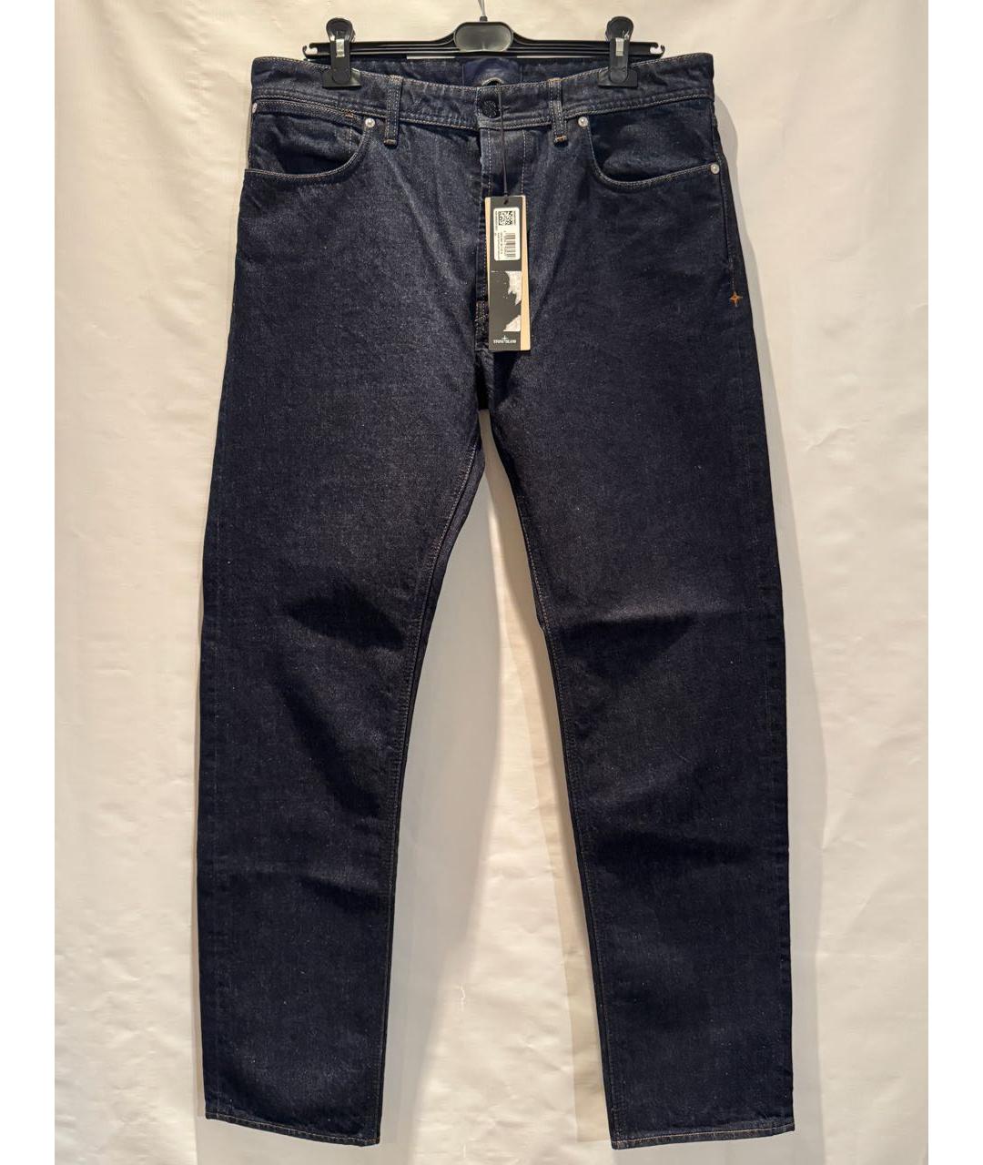 STONE ISLAND Темно-синие хлопковые прямые джинсы, фото 5