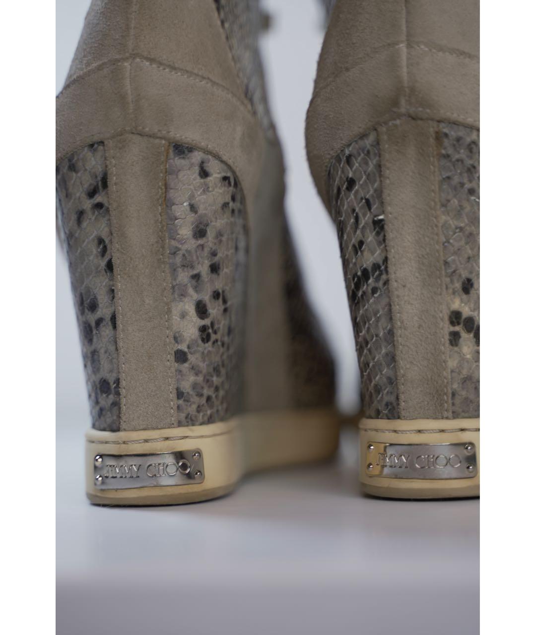 JIMMY CHOO Серые кожаные кеды, фото 5