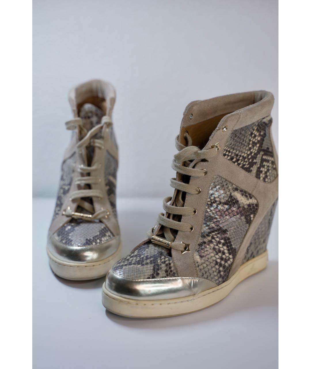 JIMMY CHOO Серые кожаные кеды, фото 2