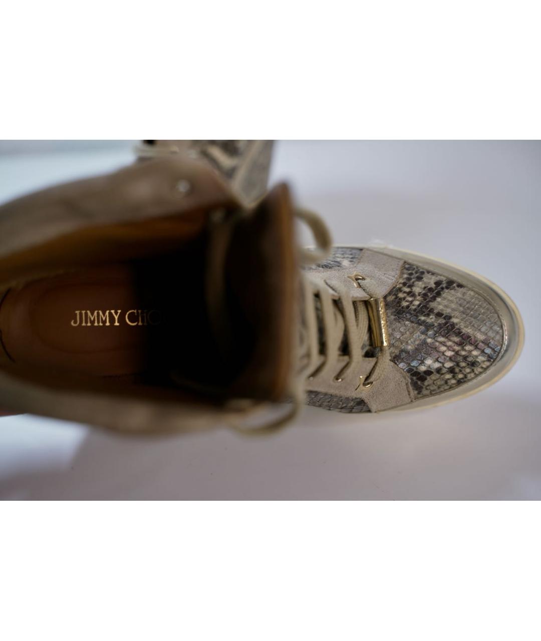 JIMMY CHOO Серые кожаные кеды, фото 7