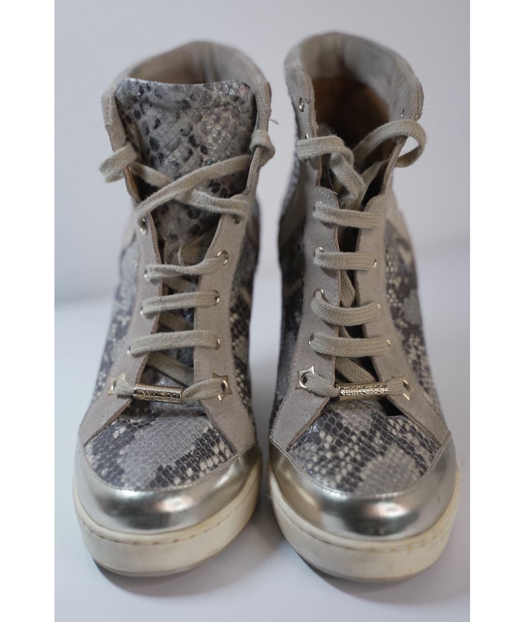 JIMMY CHOO Серые кожаные кеды, фото 3