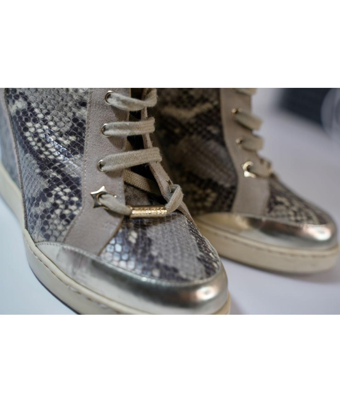 JIMMY CHOO Серые кожаные кеды, фото 8