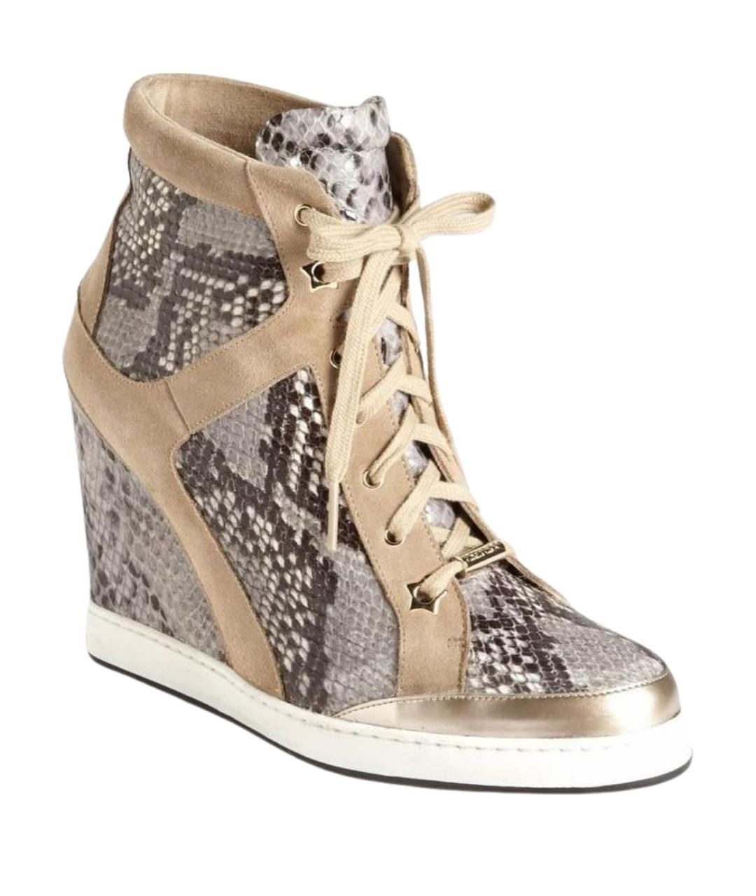 JIMMY CHOO Серые кожаные кеды, фото 1