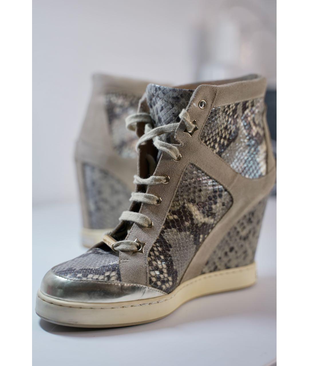 JIMMY CHOO Серые кожаные кеды, фото 6