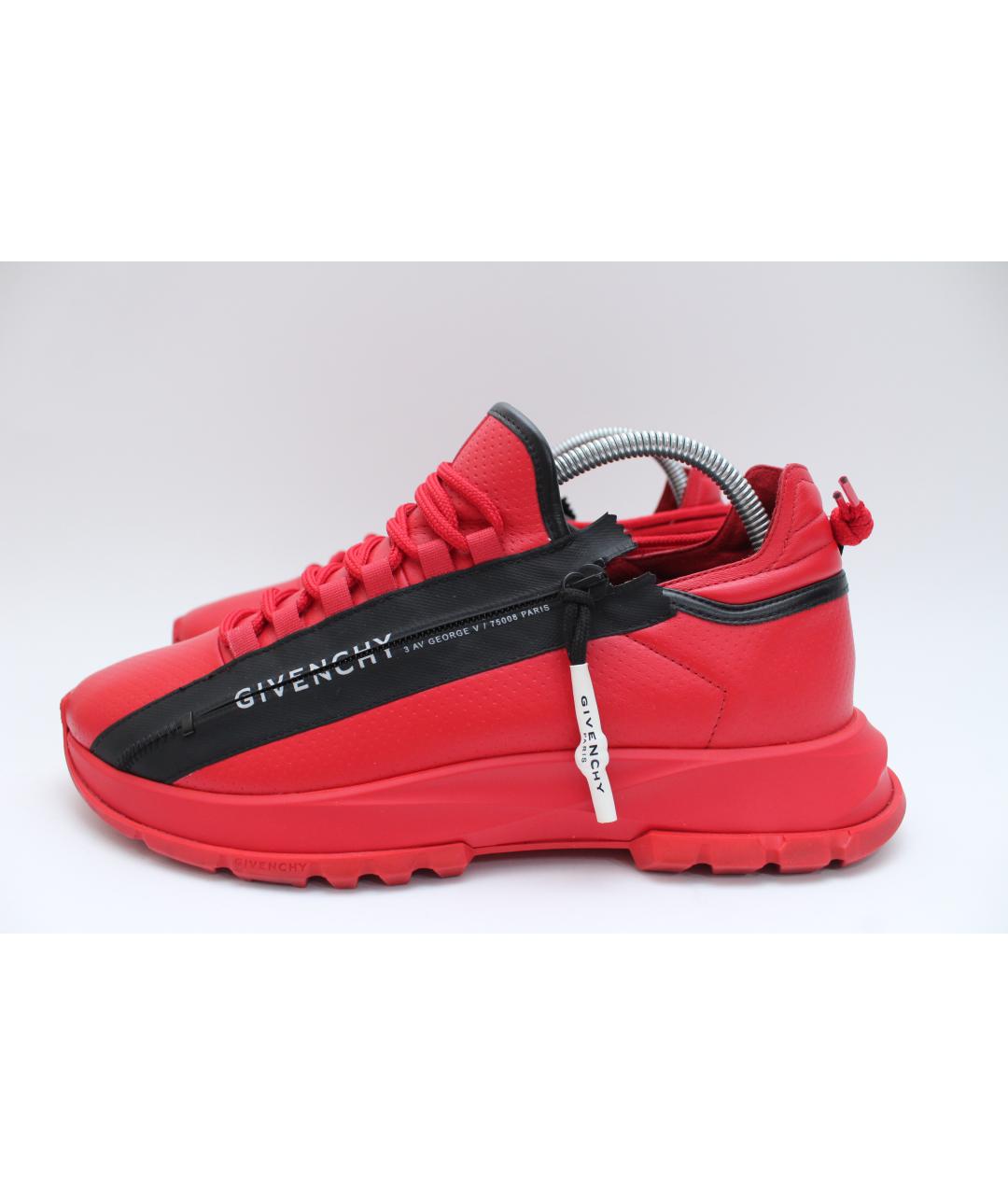 GIVENCHY Красные кожаные низкие кроссовки / кеды, фото 3
