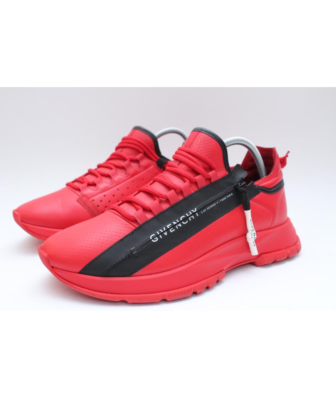 GIVENCHY Красные кожаные низкие кроссовки / кеды, фото 2