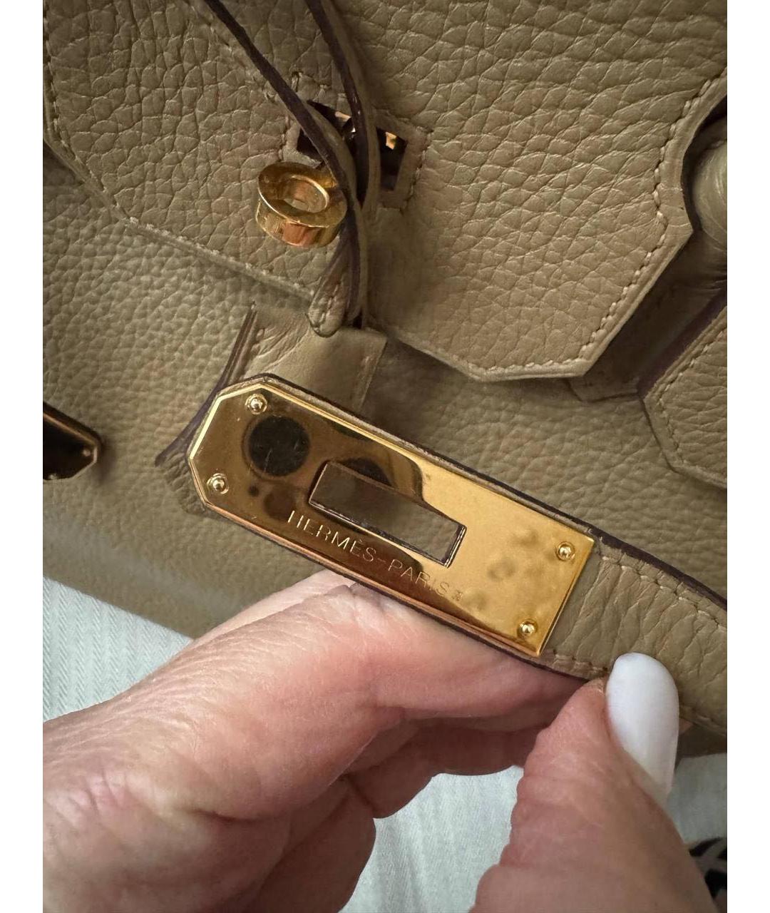 HERMES Желтая кожаная сумка с короткими ручками, фото 4