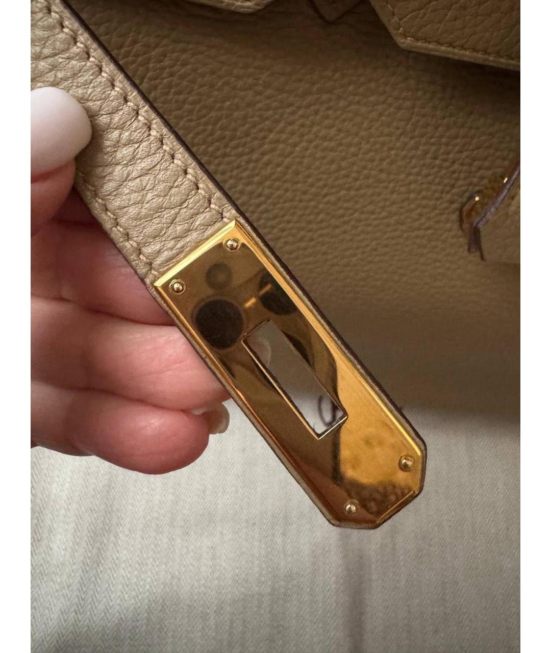 HERMES Желтая кожаная сумка с короткими ручками, фото 5