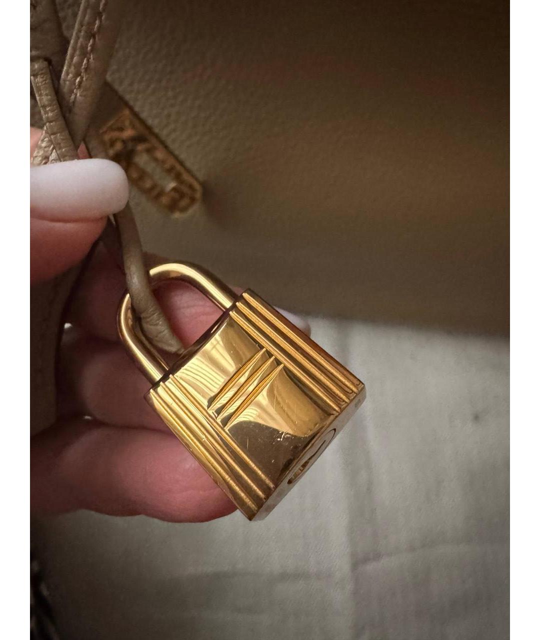 HERMES Желтая кожаная сумка с короткими ручками, фото 3