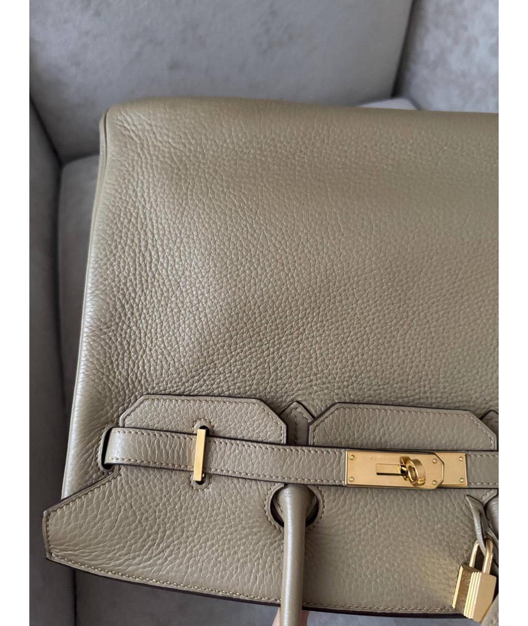 HERMES Желтая кожаная сумка с короткими ручками, фото 6