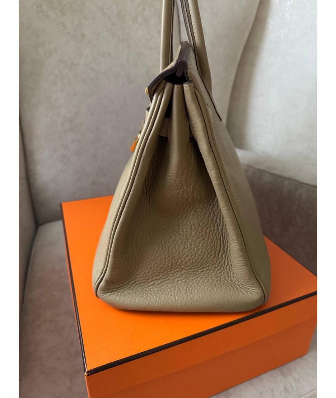 HERMES Желтая кожаная сумка с короткими ручками, фото 7