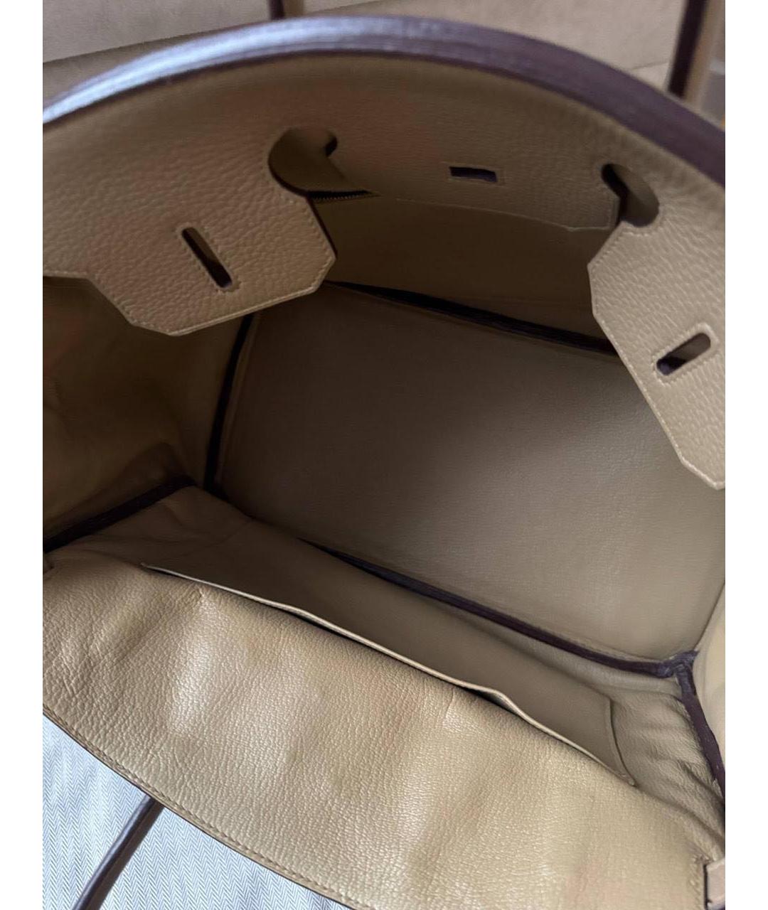 HERMES Желтая кожаная сумка с короткими ручками, фото 2