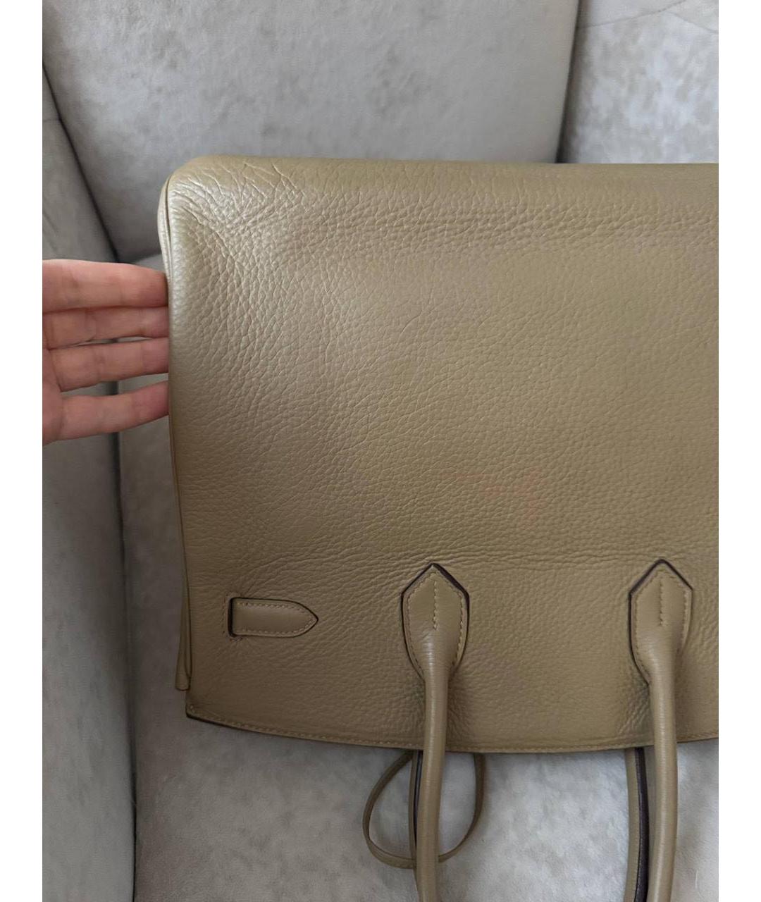 HERMES Желтая кожаная сумка с короткими ручками, фото 8