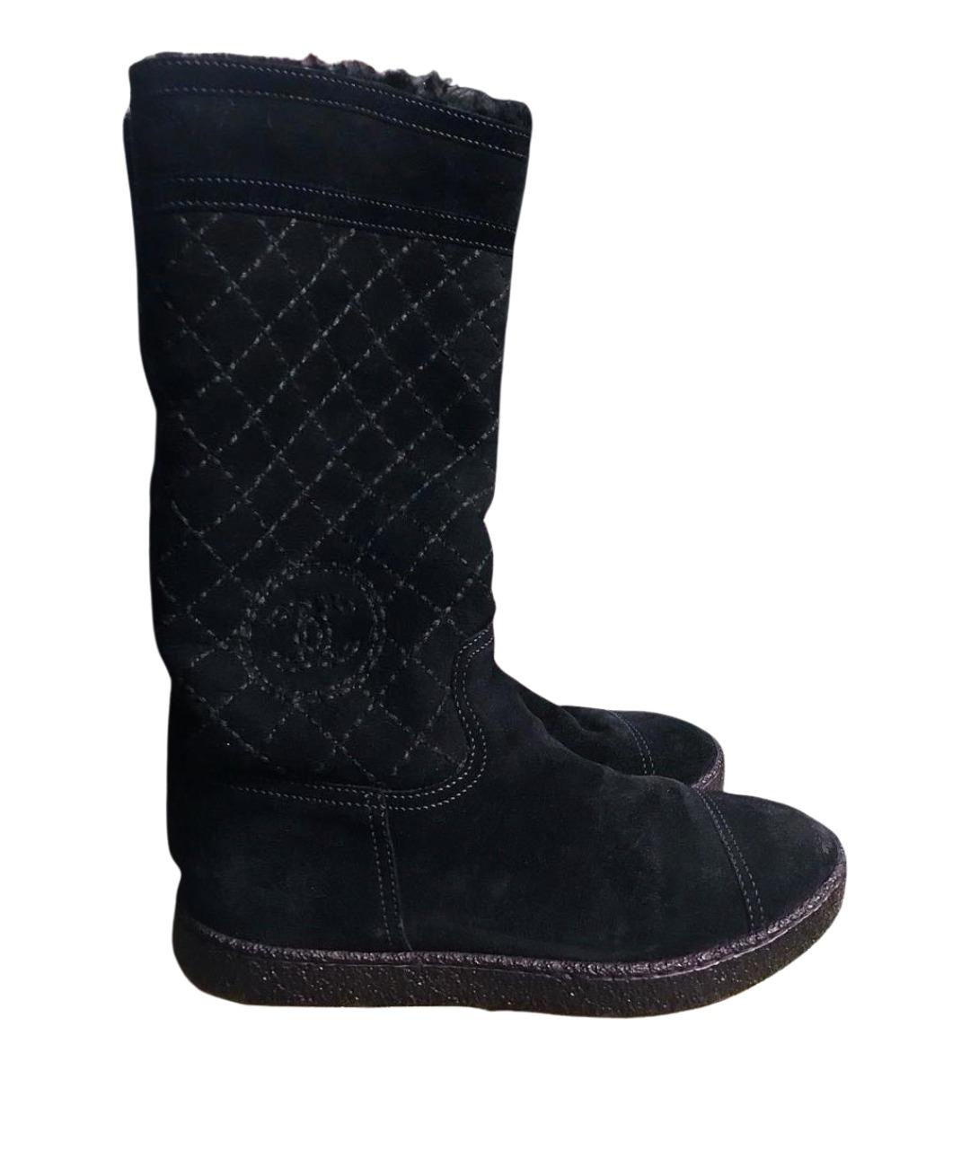 CHANEL Черные кожаные сапоги, фото 1