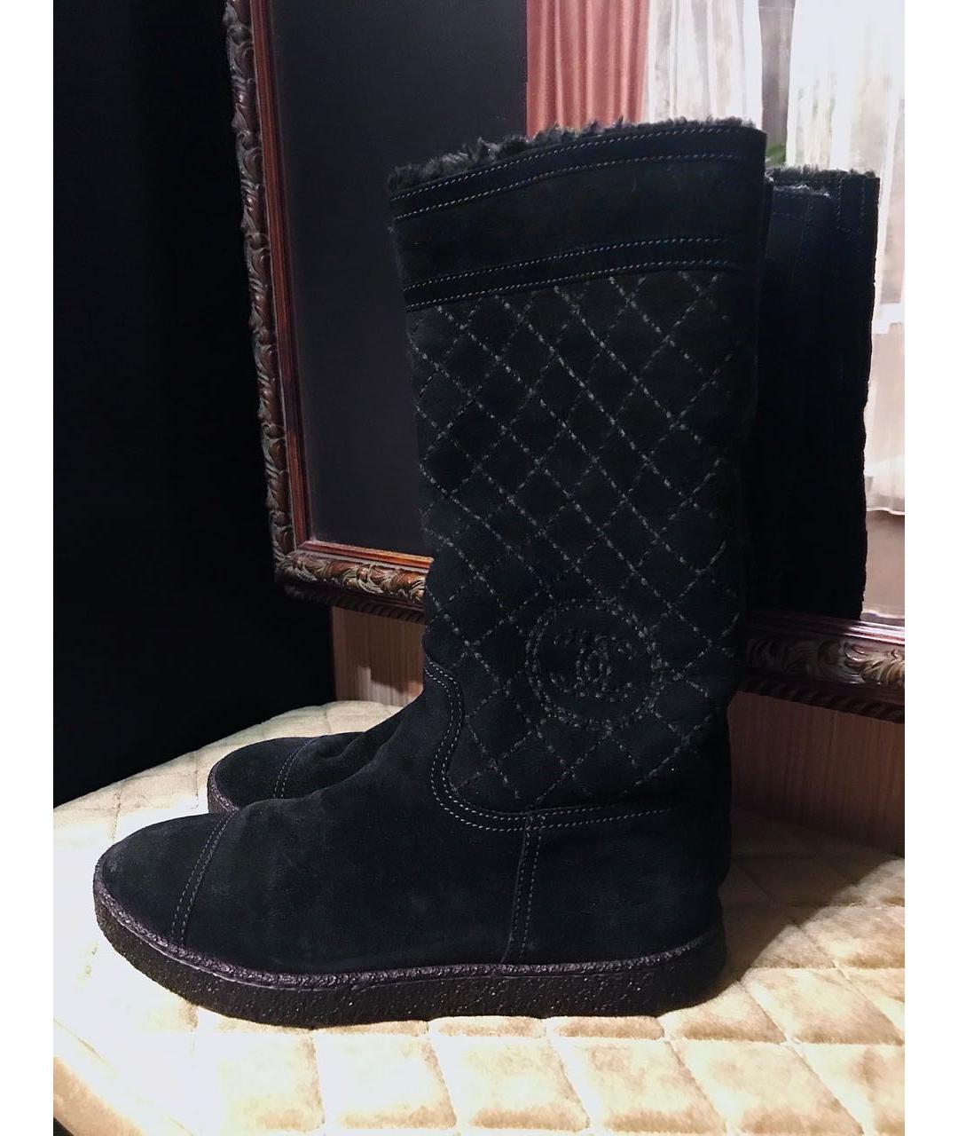 CHANEL Черные кожаные сапоги, фото 9