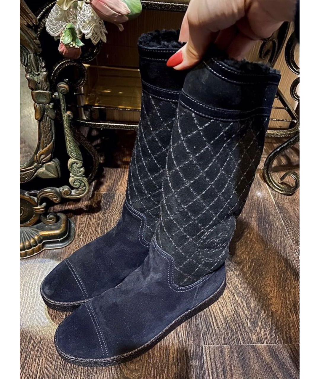 CHANEL Черные кожаные сапоги, фото 5