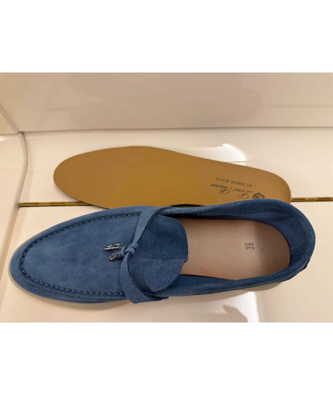 LORO PIANA Синие замшевые лоферы, фото 6