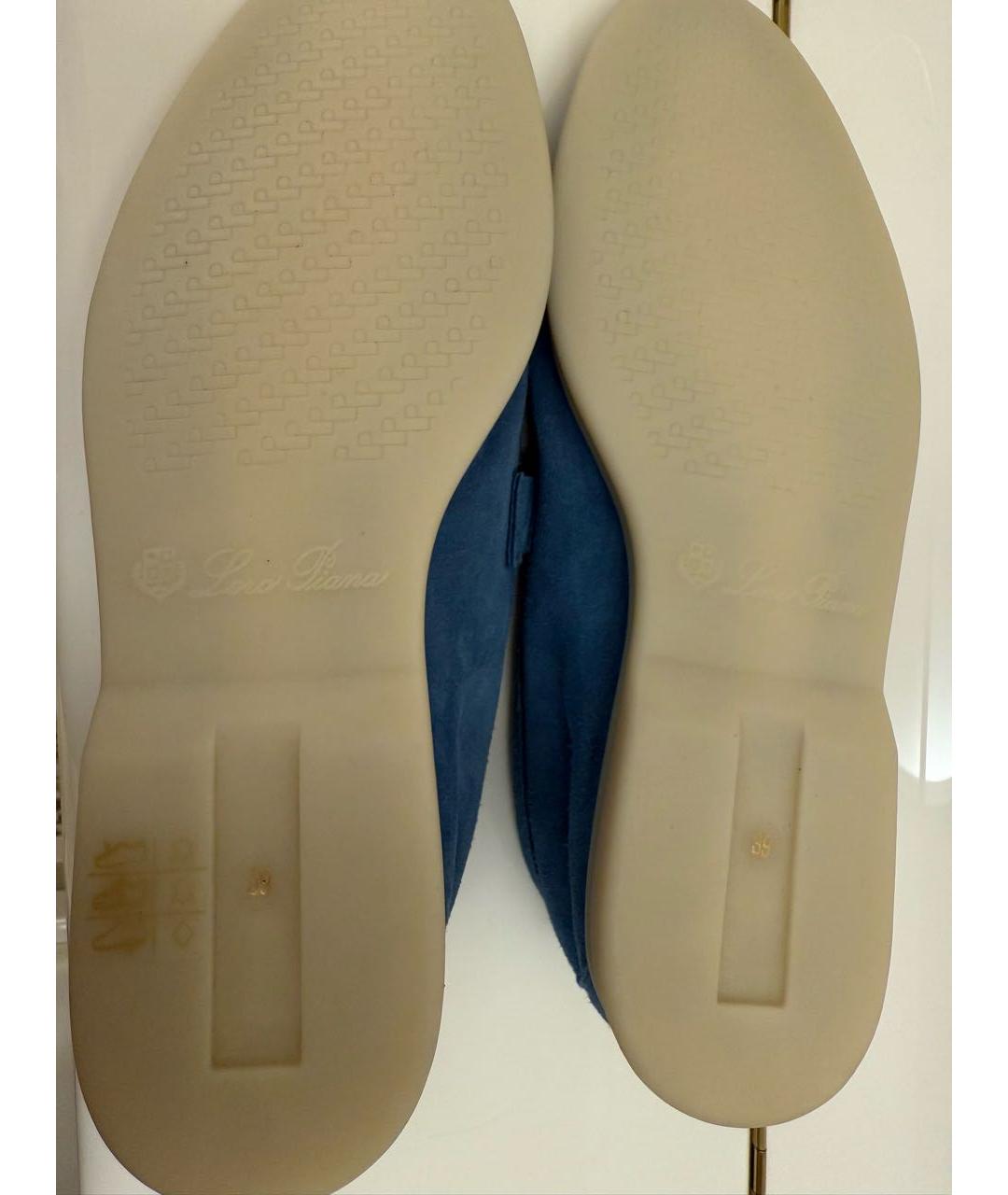 LORO PIANA Синие замшевые лоферы, фото 5