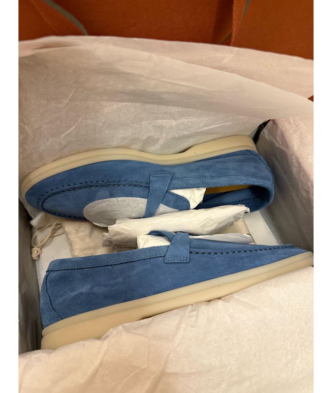 LORO PIANA Синие замшевые лоферы, фото 3