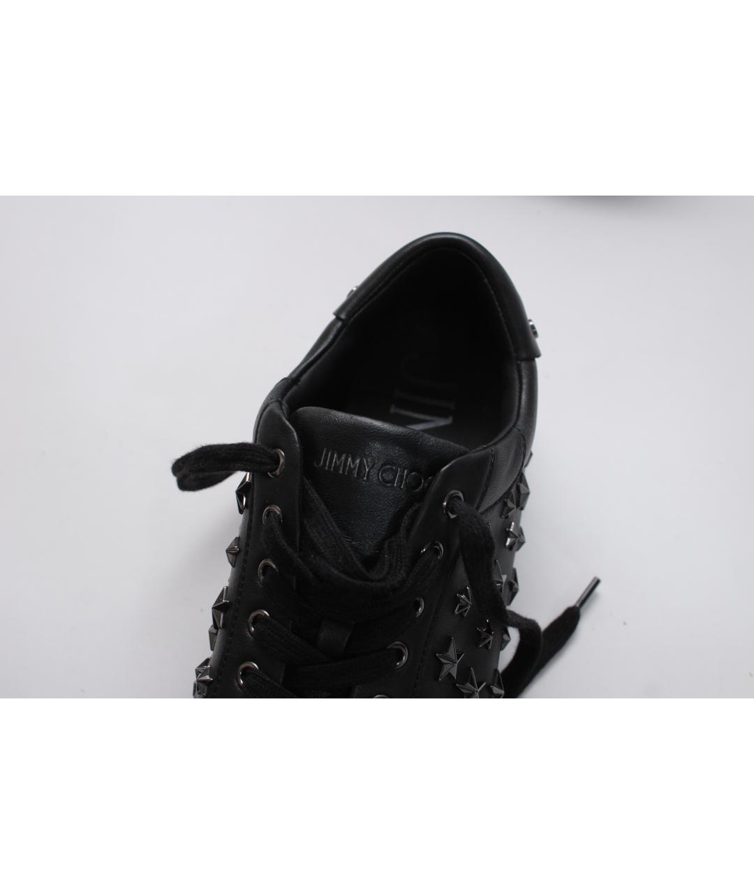 JIMMY CHOO Черные кожаные низкие кроссовки / кеды, фото 8