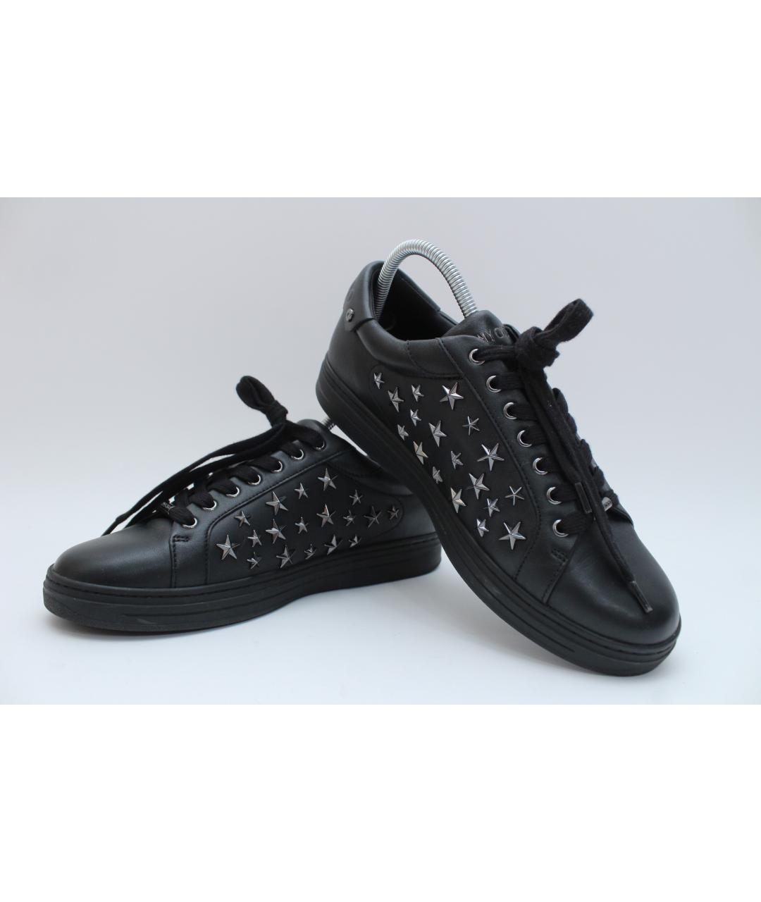 JIMMY CHOO Черные кожаные низкие кроссовки / кеды, фото 3