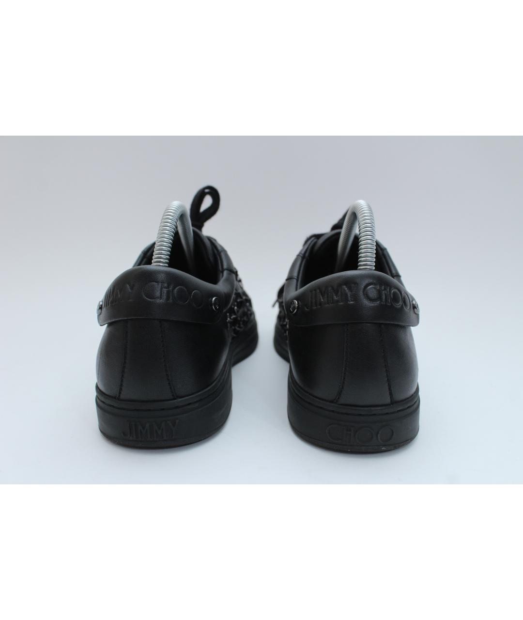 JIMMY CHOO Черные кожаные низкие кроссовки / кеды, фото 6