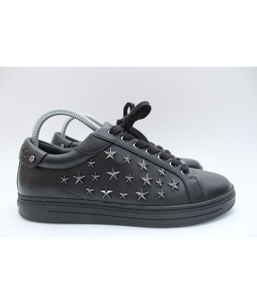 JIMMY CHOO Черные кожаные низкие кроссовки / кеды, фото 5