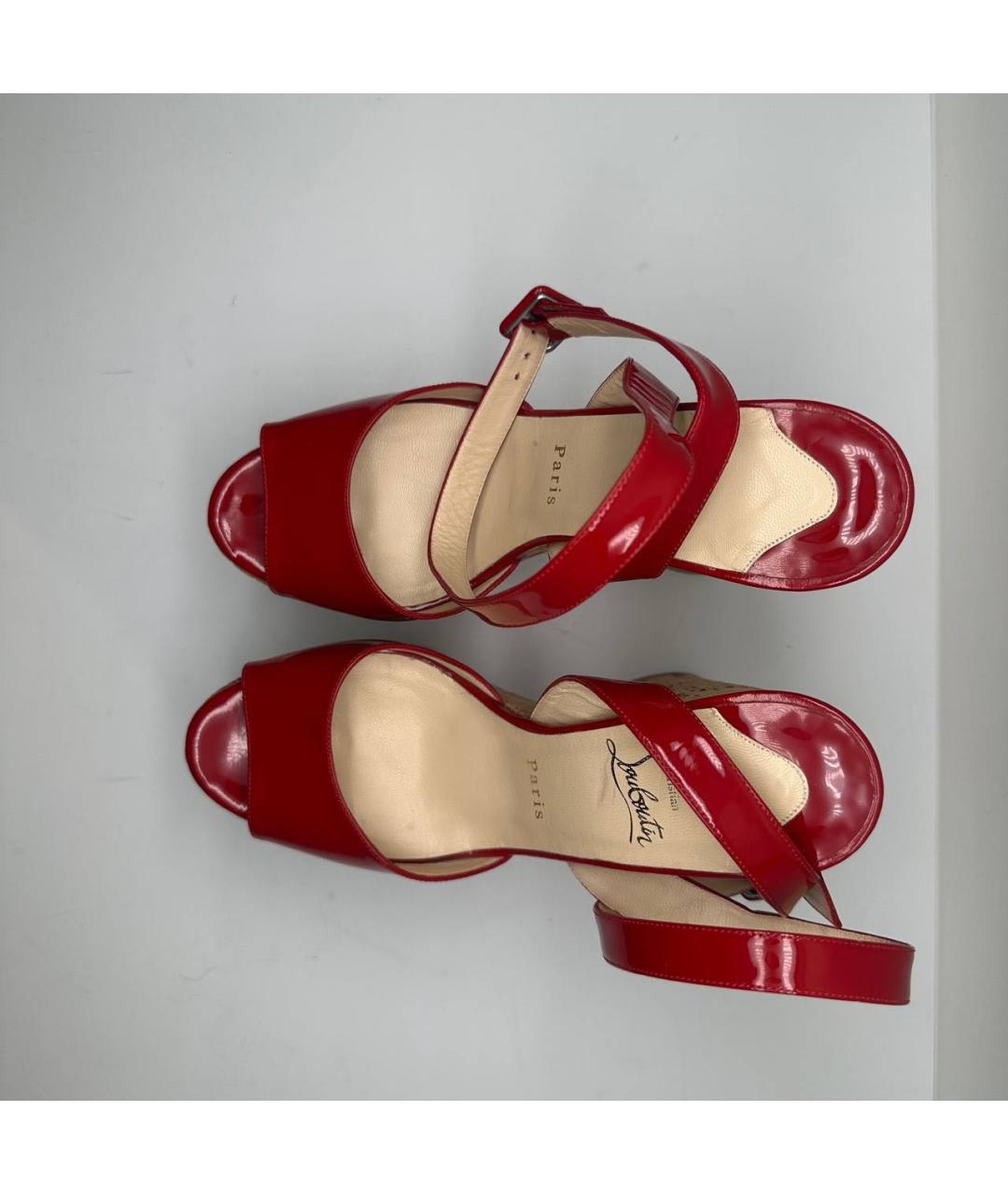 CHRISTIAN LOUBOUTIN Красные кожаные босоножки, фото 3