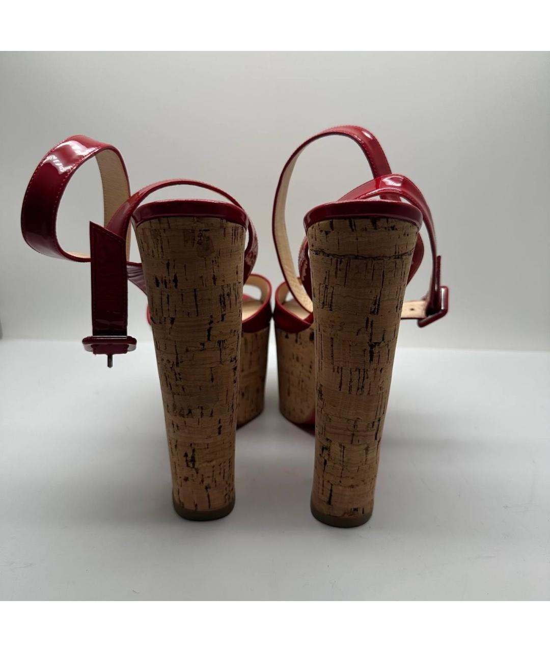 CHRISTIAN LOUBOUTIN Красные кожаные босоножки, фото 4