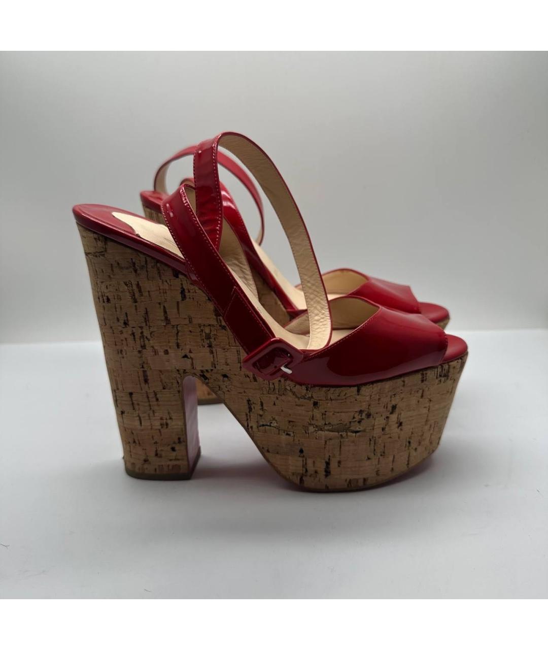 CHRISTIAN LOUBOUTIN Красные кожаные босоножки, фото 5