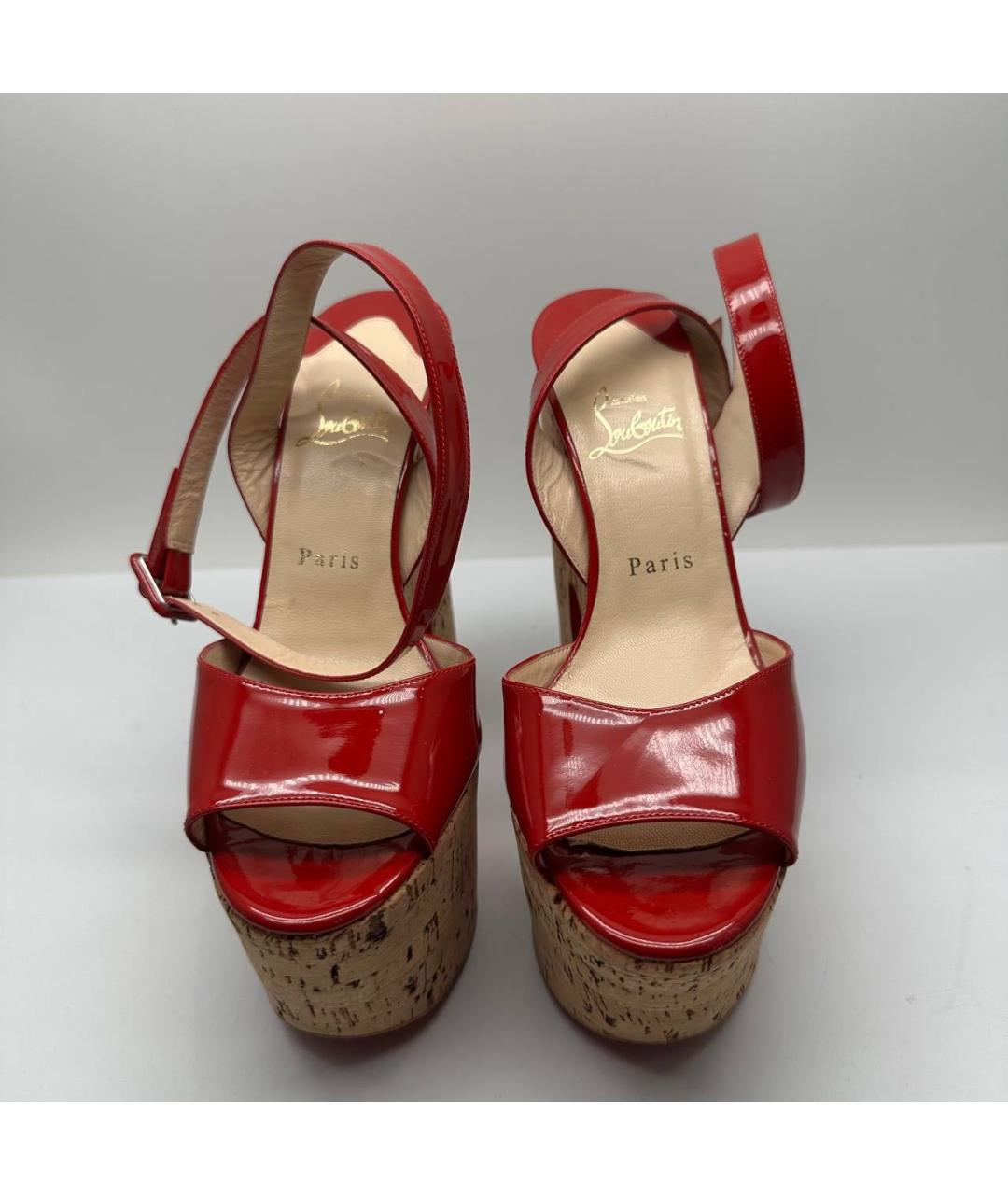 CHRISTIAN LOUBOUTIN Красные кожаные босоножки, фото 2