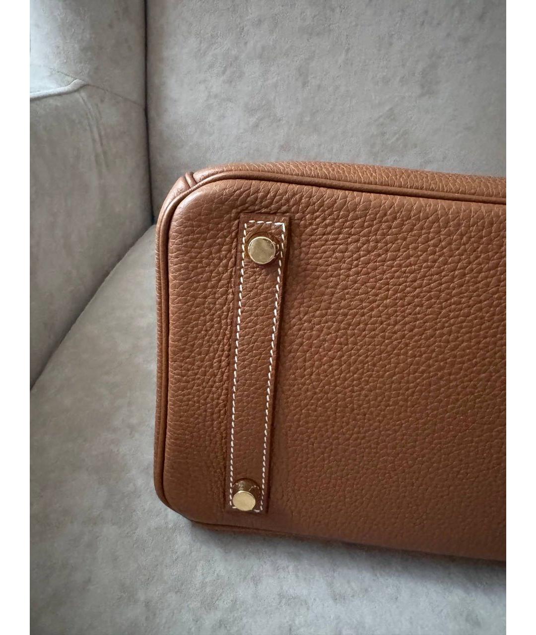 HERMES Коричневая кожаная сумка с короткими ручками, фото 4