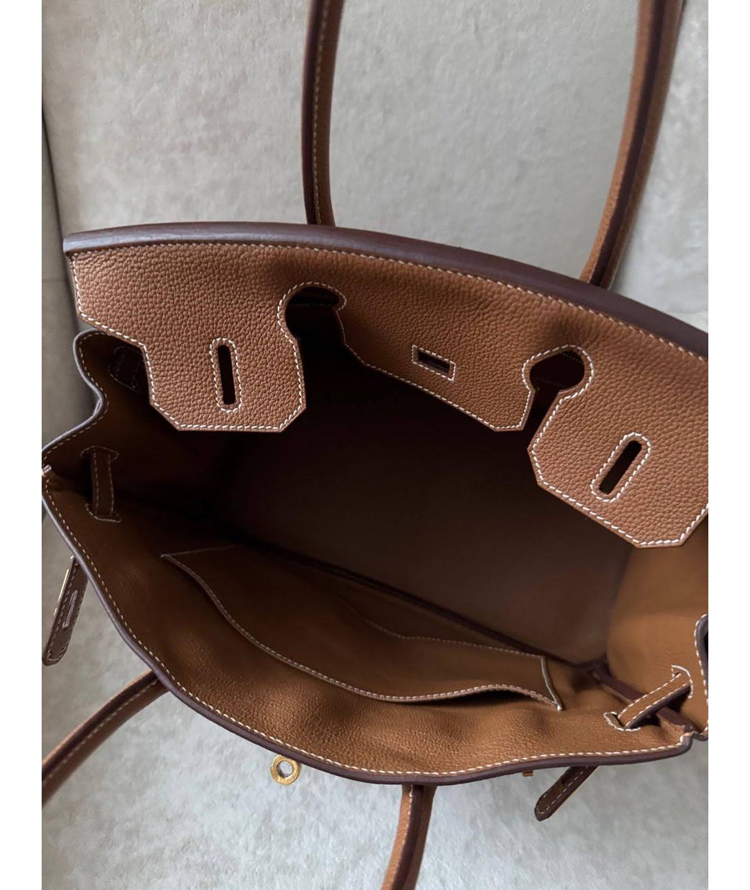 HERMES Коричневая кожаная сумка с короткими ручками, фото 7