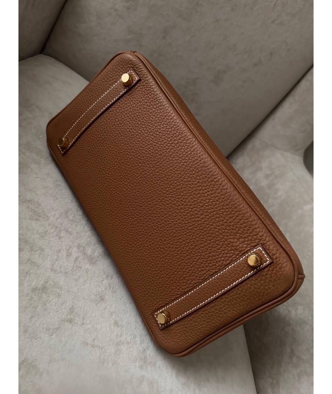 HERMES Коричневая кожаная сумка с короткими ручками, фото 5