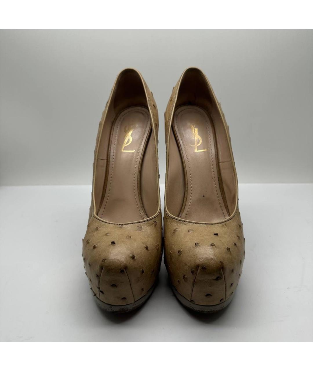 SAINT LAURENT Бежевые туфли из экзотической кожи, фото 2