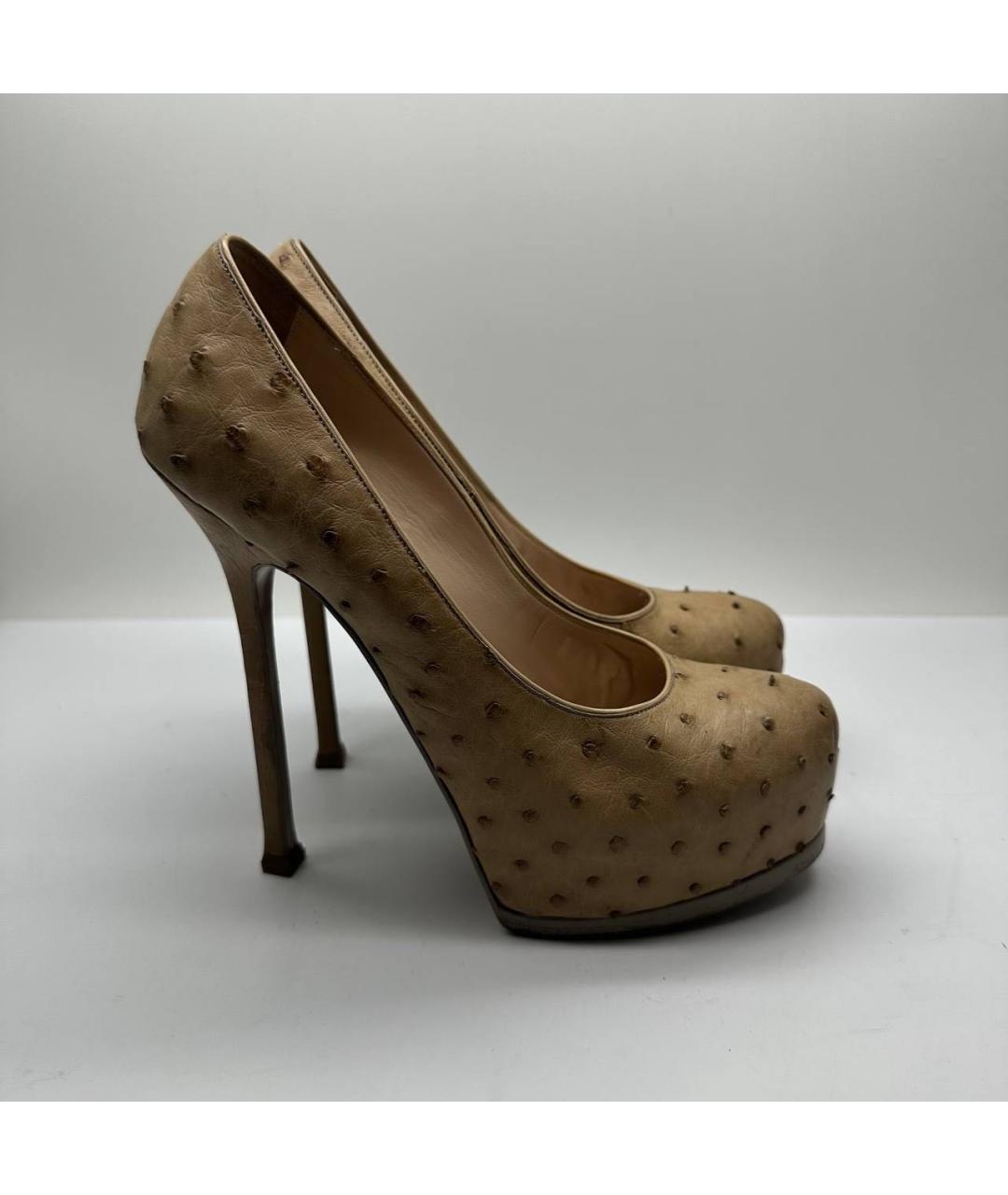 SAINT LAURENT Бежевые туфли из экзотической кожи, фото 5