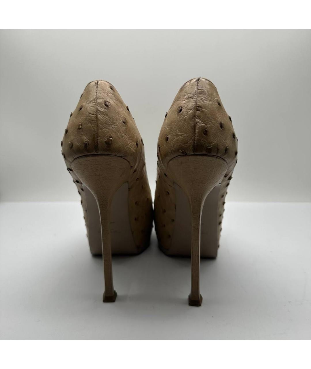 SAINT LAURENT Бежевые туфли из экзотической кожи, фото 4