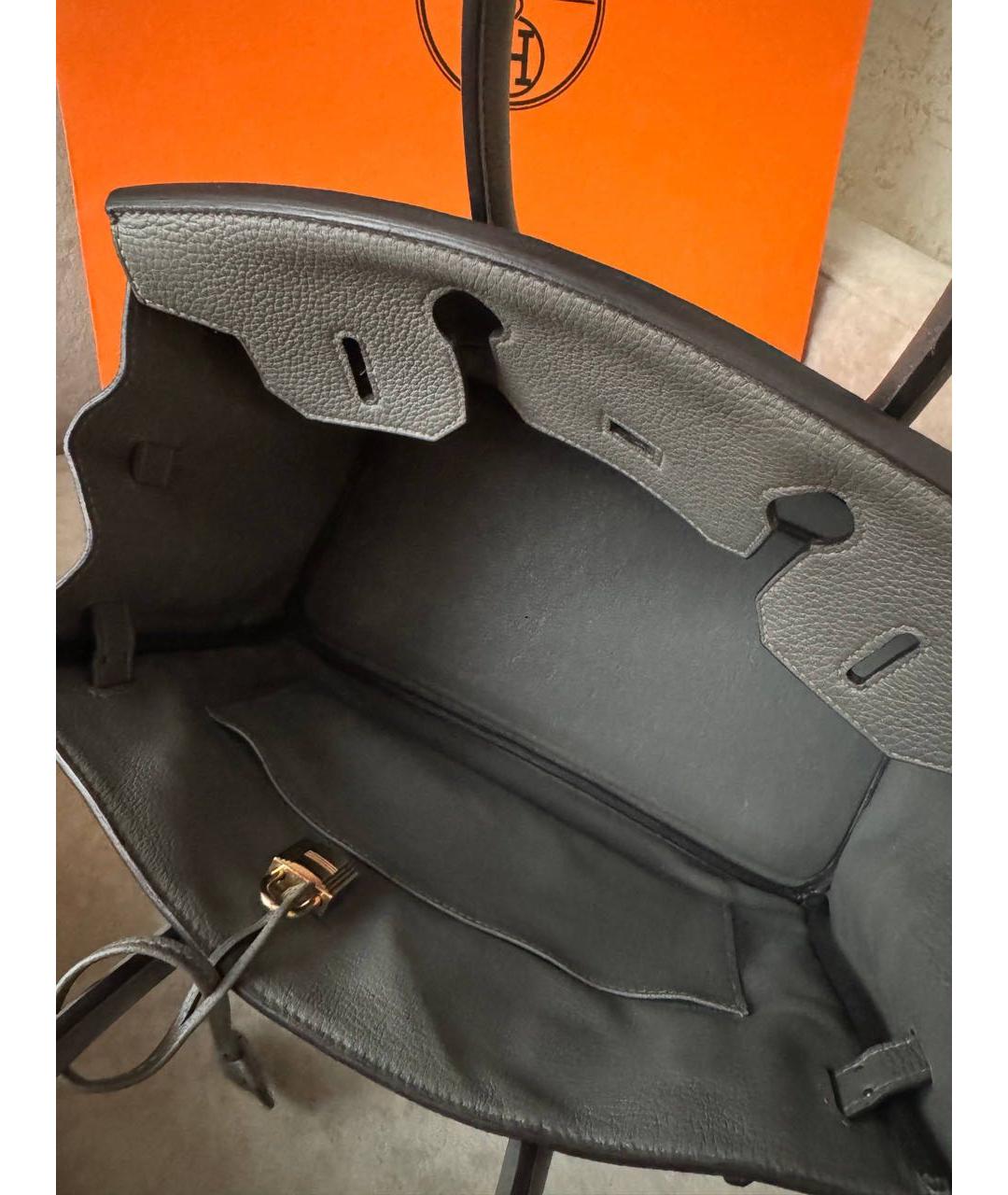 HERMES Серая кожаная сумка с короткими ручками, фото 8