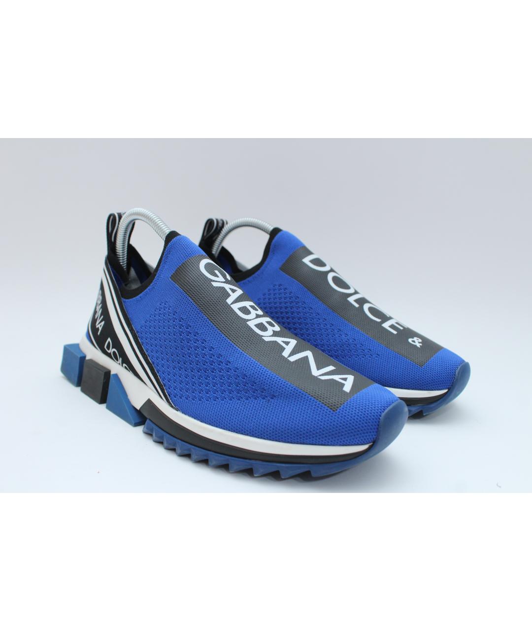 DOLCE&GABBANA Синие текстильные низкие кроссовки / кеды, фото 5