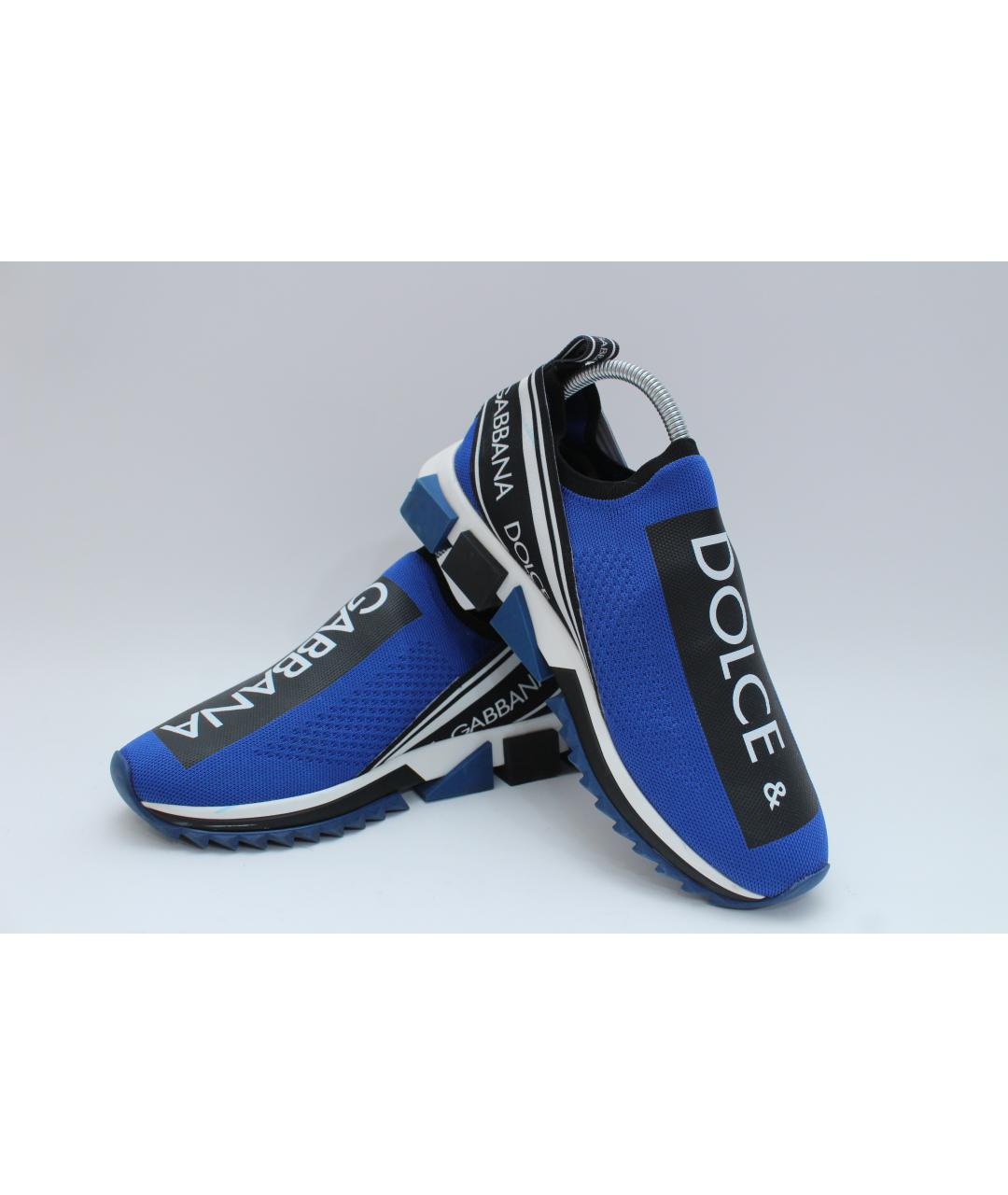 DOLCE&GABBANA Синие текстильные низкие кроссовки / кеды, фото 4