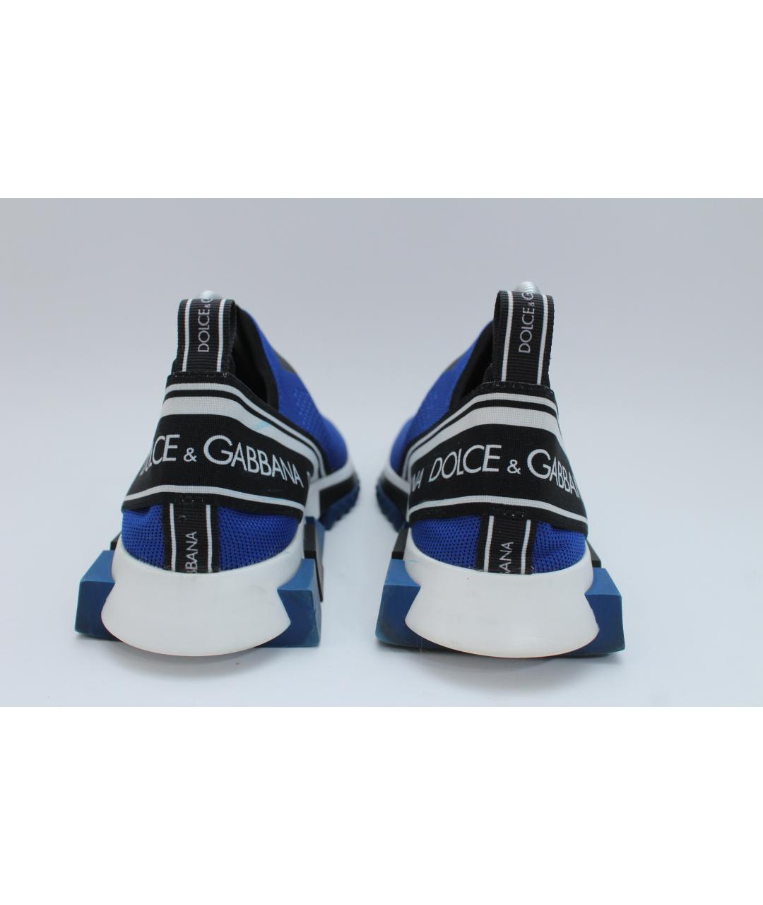 DOLCE&GABBANA Синие текстильные низкие кроссовки / кеды, фото 6