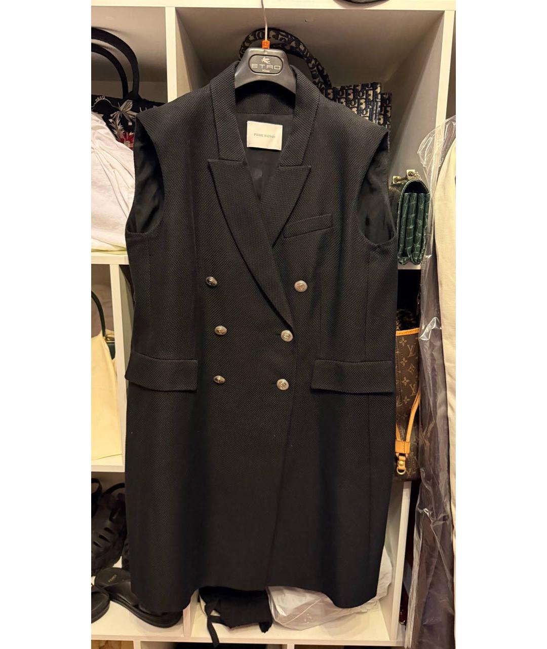 BALMAIN Черное пальто, фото 3