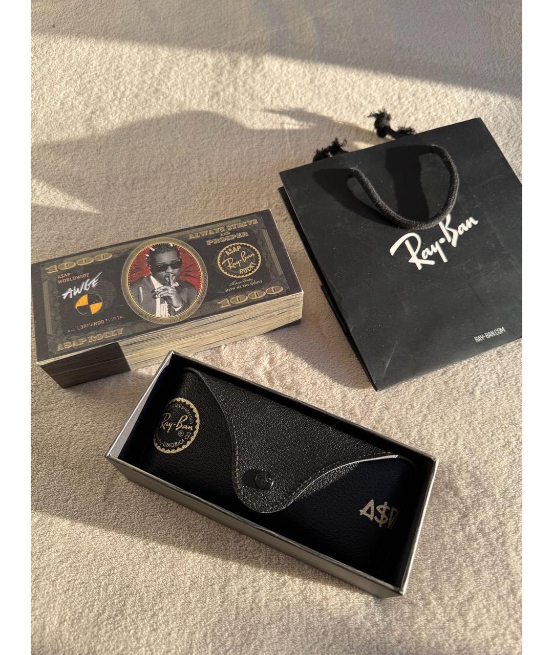 RAY BAN Черные пластиковые солнцезащитные очки, фото 7