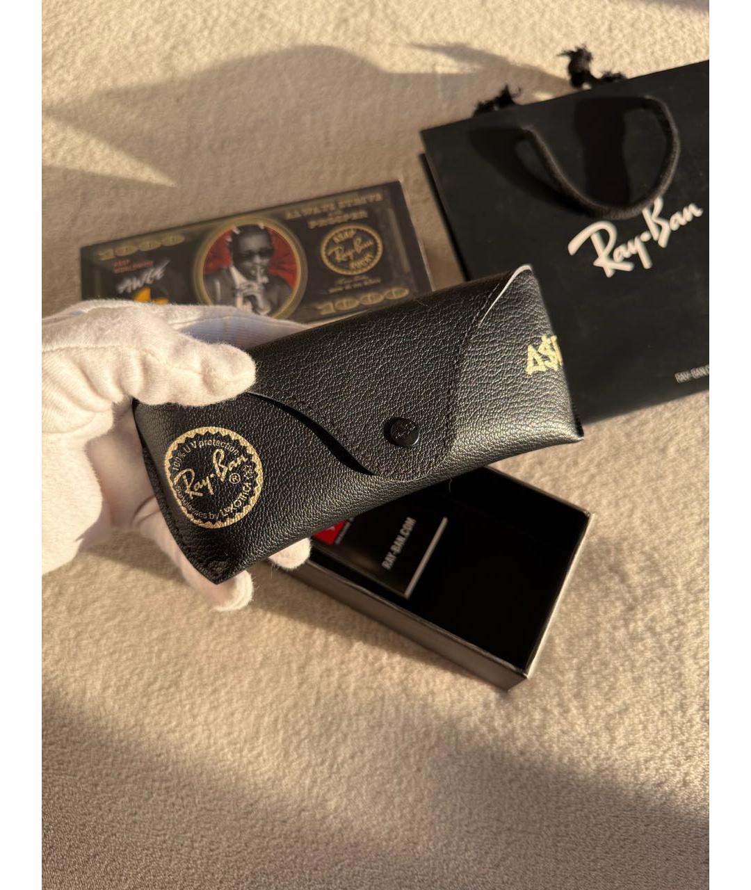 RAY BAN Черные пластиковые солнцезащитные очки, фото 5