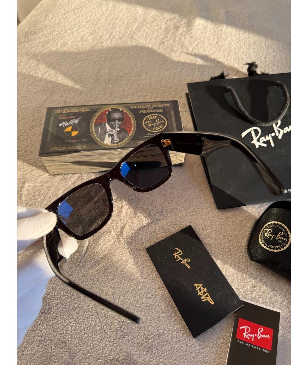 RAY BAN Черные пластиковые солнцезащитные очки, фото 4