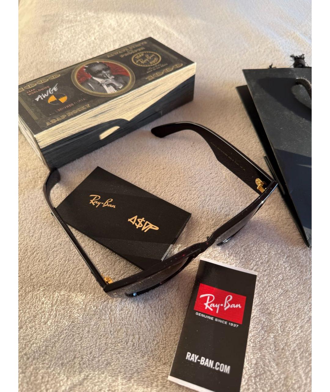 RAY BAN Черные пластиковые солнцезащитные очки, фото 3