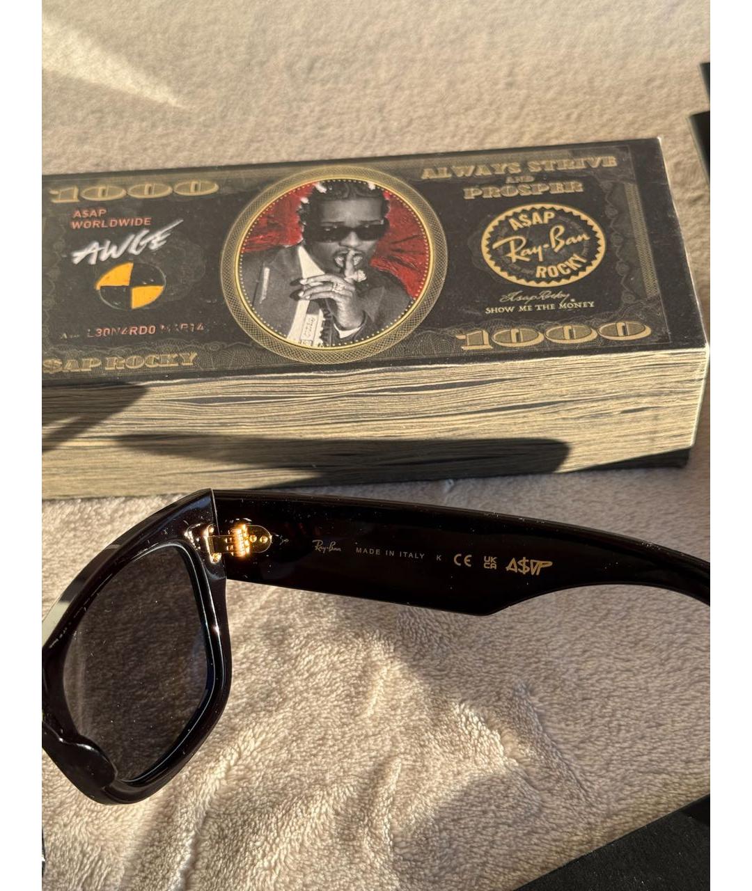 RAY BAN Черные пластиковые солнцезащитные очки, фото 6