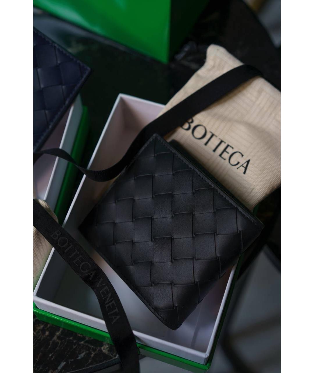 BOTTEGA VENETA Черный кожаный кошелек, фото 3