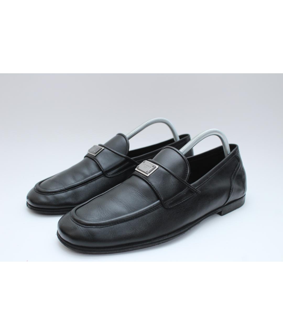 DOLCE&GABBANA Черные кожаные низкие кроссовки / кеды, фото 3